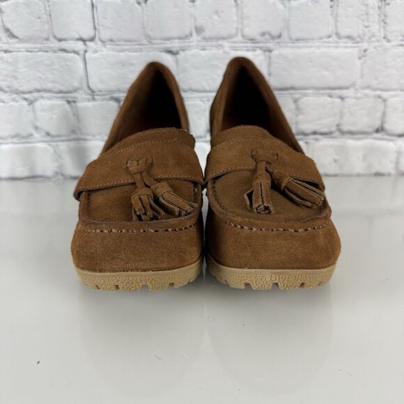 Mia Brigitta Wedge Heel Pump Suede Leather Tasseled Loafers Brown Women 10 Shoes - Picture 3 of 15